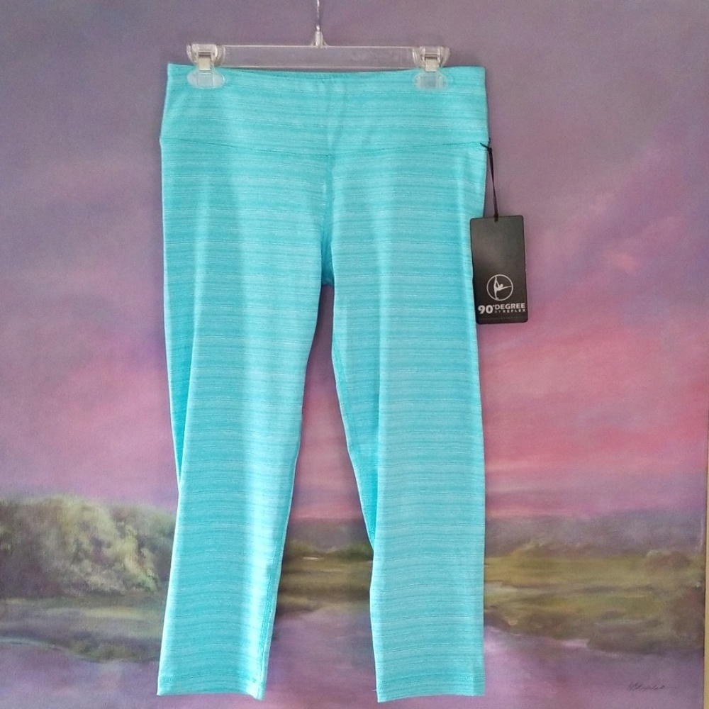 NWOT Tiffany Blue Striped Leggings